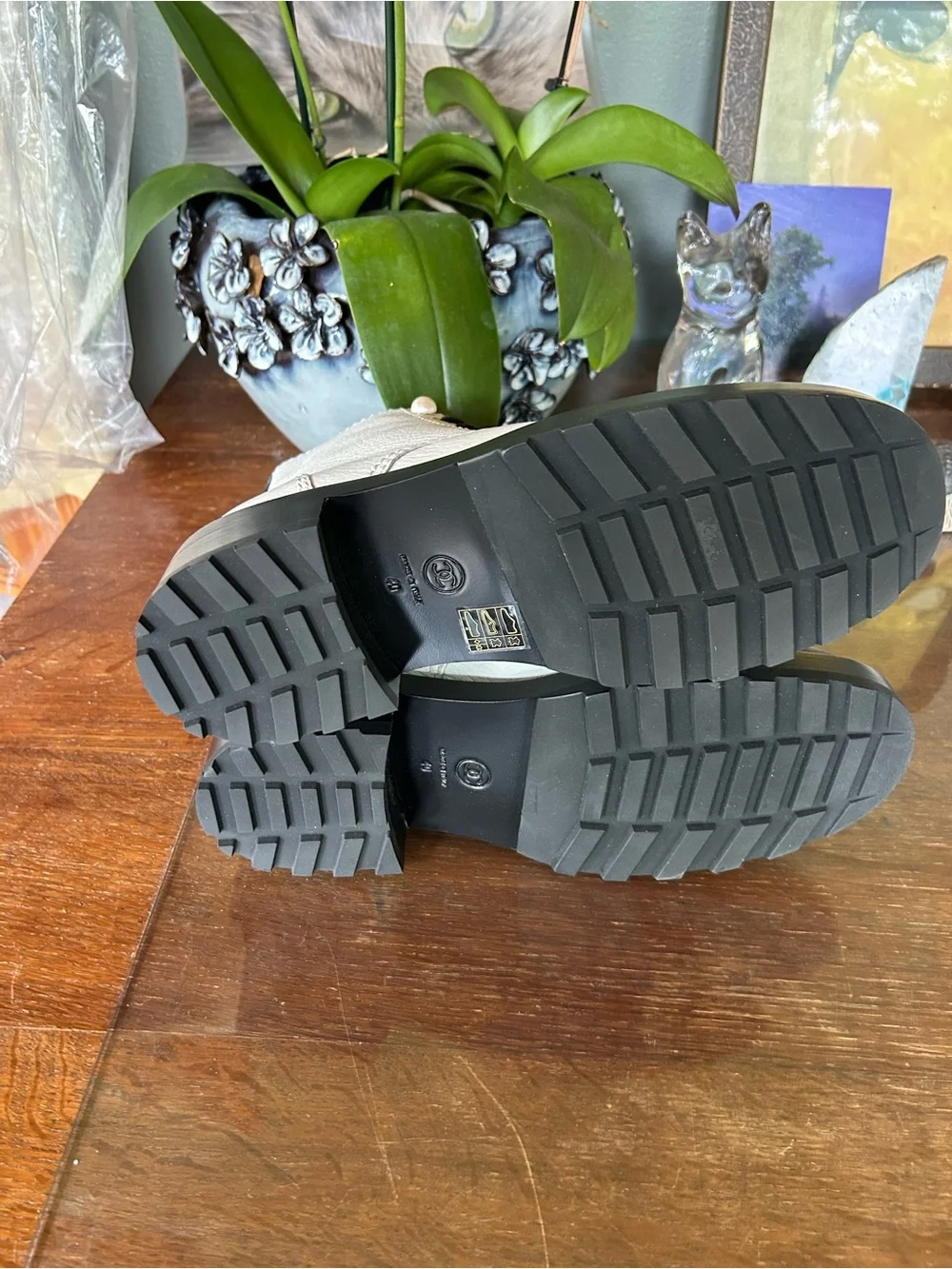 Chanel EU 40 Leather Combat Boots New in Box